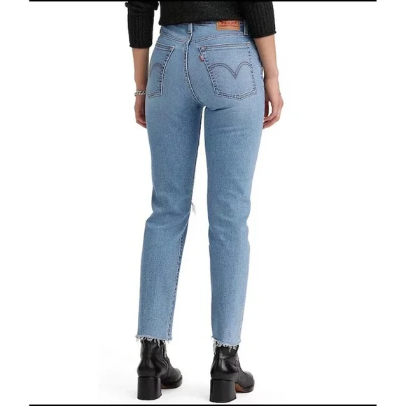 Levis Wedgie Straight High Rise Distressed Light Wash Blue Jeans 29 52303-0000 - Picture 2 of 6